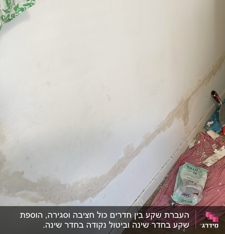 שקע חשמלי פתוח בקיר עם כלי עבודה